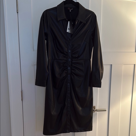 NWT Lucy Paris Black Vegan Leather Dress
